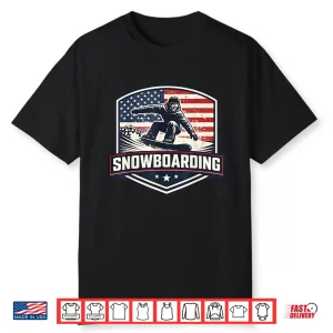 American Snowboarding Vintage Usa Flag Snowboard Snowboarder Shirt
