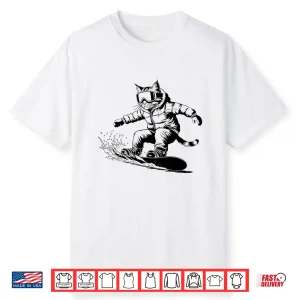 Cat On A Snowboard Snowboarding Cat Lover For Men Women Kids Shirt