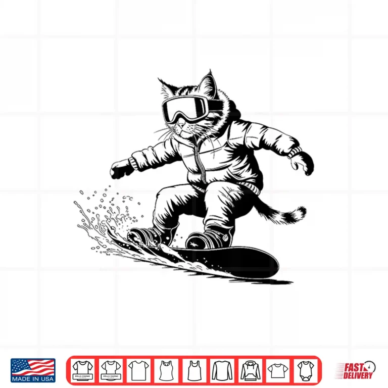 Design Cat on a Snowboard Snowboarding cat Lover For Men Women Kids Shirt