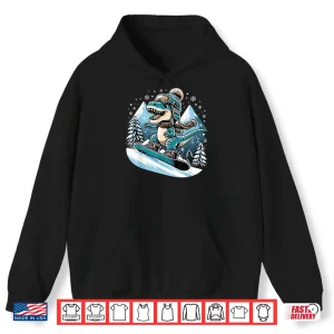 Hoodie Dino Snowboarding Fun Cool Snowboard For Men Women Kids Shirt