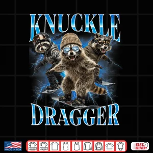 Design Knuckle Dragger Raccoon Snowboard Funny Winter Sports Slang Shirt
