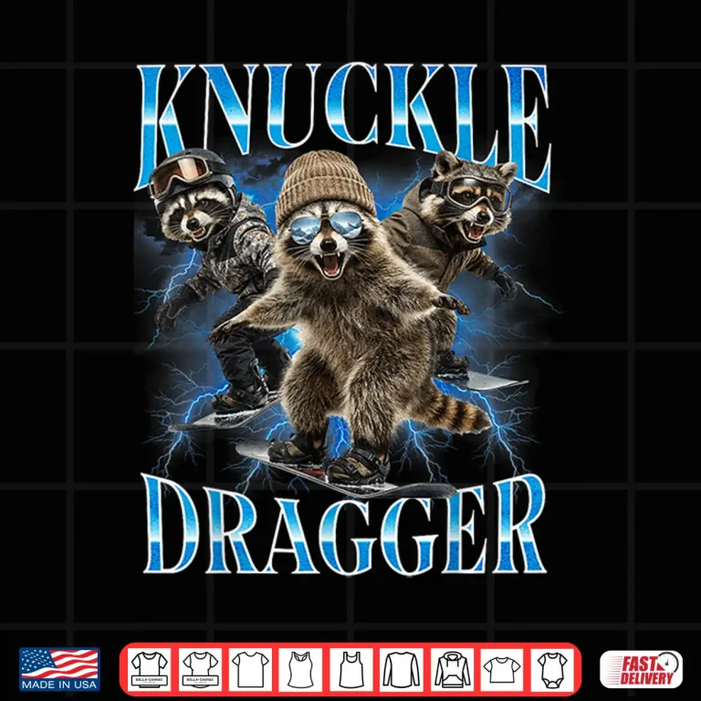 Design Knuckle Dragger Raccoon Snowboard Funny Winter Sports Slang Shirt