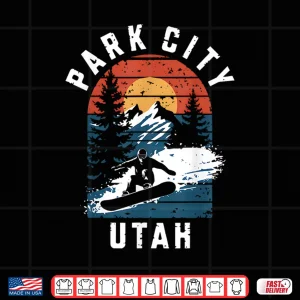 Design Park City Utah Snowboard Vintage Snowboarding Mountain Shirt