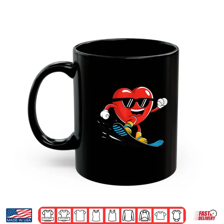 Mug Snowboard Heart Snowboarding Valentines Day Boys Girls Fun Shirt