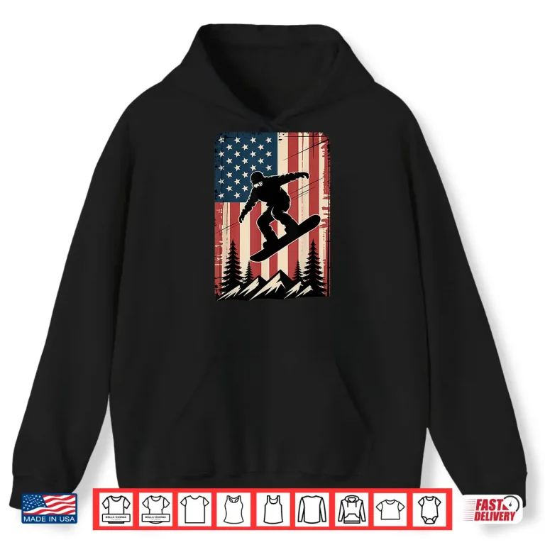 Hoodie Snowboard USA Flag Snowboarding American Snowboarder Shirt