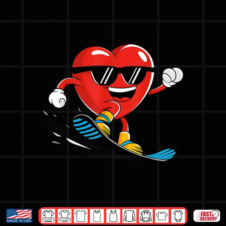Design Snowboard Heart Snowboarding Valentines Day Boys Girls Fun Shirt