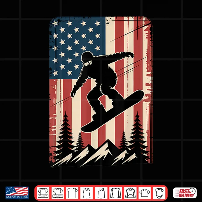 Design Snowboard USA Flag Snowboarding American Snowboarder Shirt
