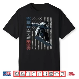 Snowboarding Shred American Flag Shirt
