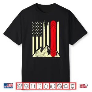 Snowboarding Skiing Snowboard American Flag Snowboarder Shirt