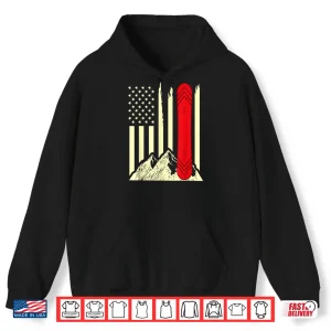 Hoodie Snowboarding Skiing Snowboard American Flag Snowboarder Shirt