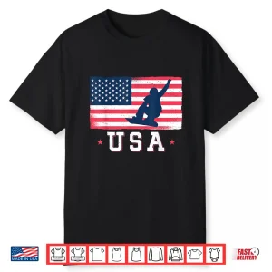 Snowboarding Usa American Flag Snowboard Shirt