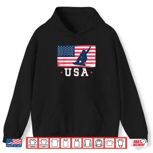 Hoodie Snowboarding USA American Flag Snowboard Shirt
