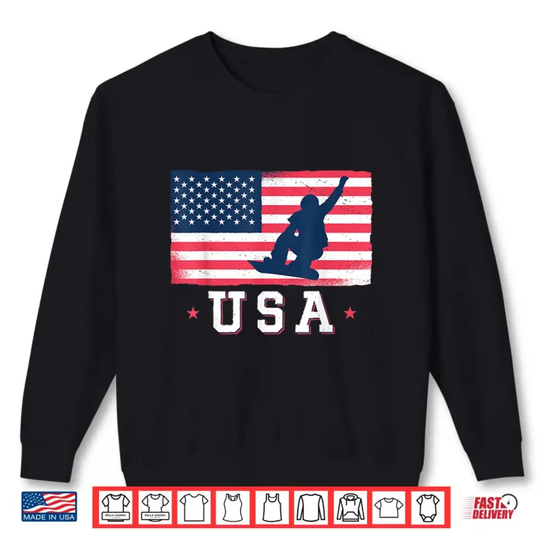 Sweatshirt Snowboarding USA American Flag Snowboard Shirt