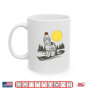 Mug Vintage Cute Cat On A Snowboard Snowboarding Mountains Ski Shirt