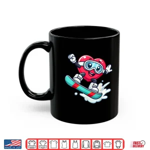 Mug Valentines Cute Snowboarding Heart Fun Winter Sports Lover Shirt
