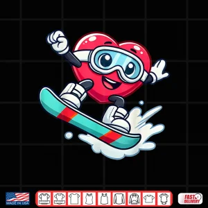 Design Valentines Cute Snowboarding Heart Fun Winter Sports Lover Shirt