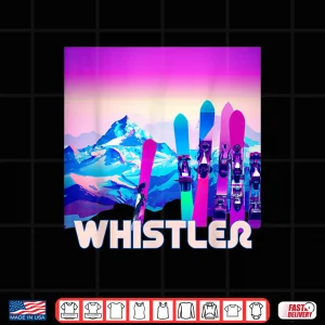 Design Whistler Ski Retro 80s Style Skiing Snowboarding Shirt
