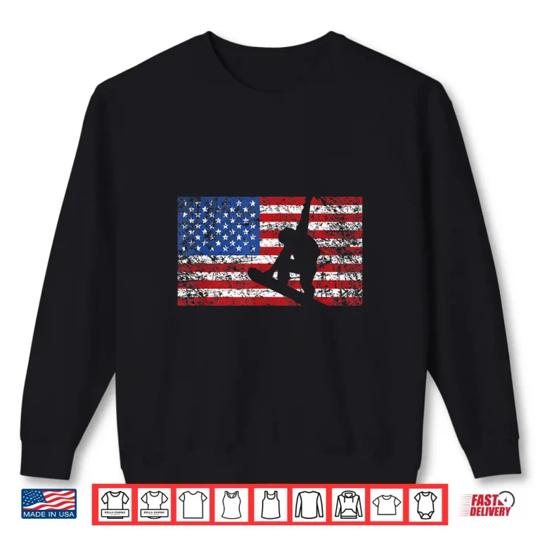 Sweatshirt American Flag Snowboarding Shirt USA Gift Snowboard Team
