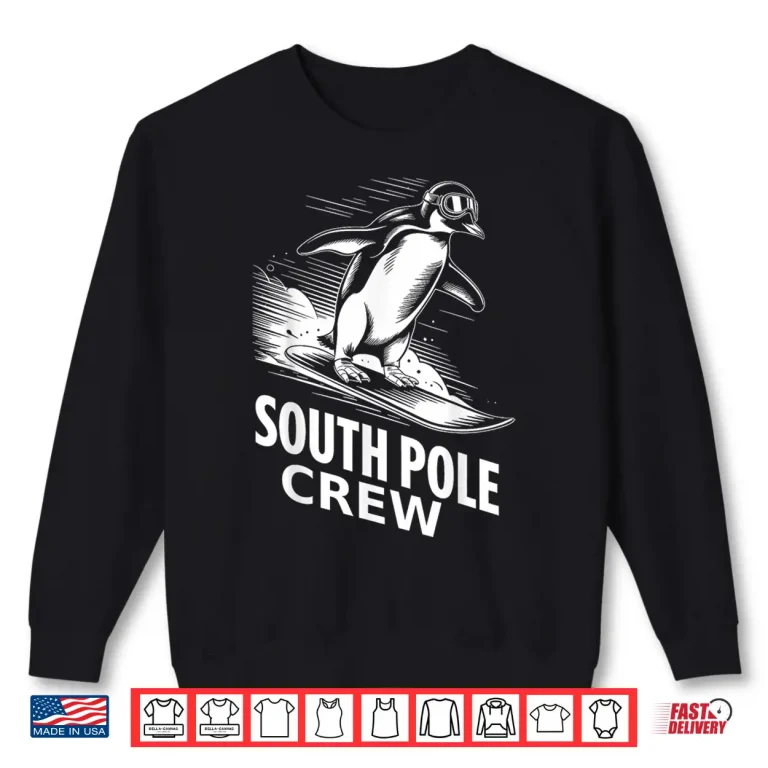 Sweatshirt Funny Snowboarding Penguin Southpole Crew Winter Sports Shirt