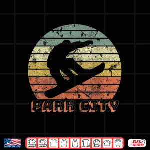 Design Park City Utah Snowboard Retro Sunset Vintage Shirt