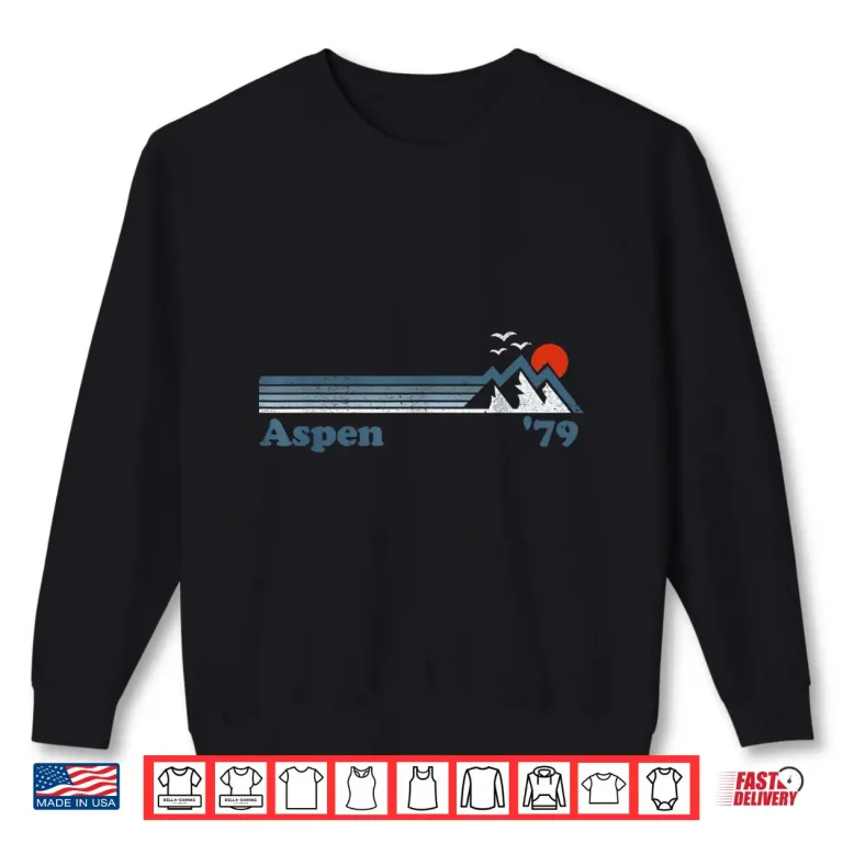 Sweatshirt Retro Aspen Ski Resort Colorado Mountains Snowboard Gift Shirt