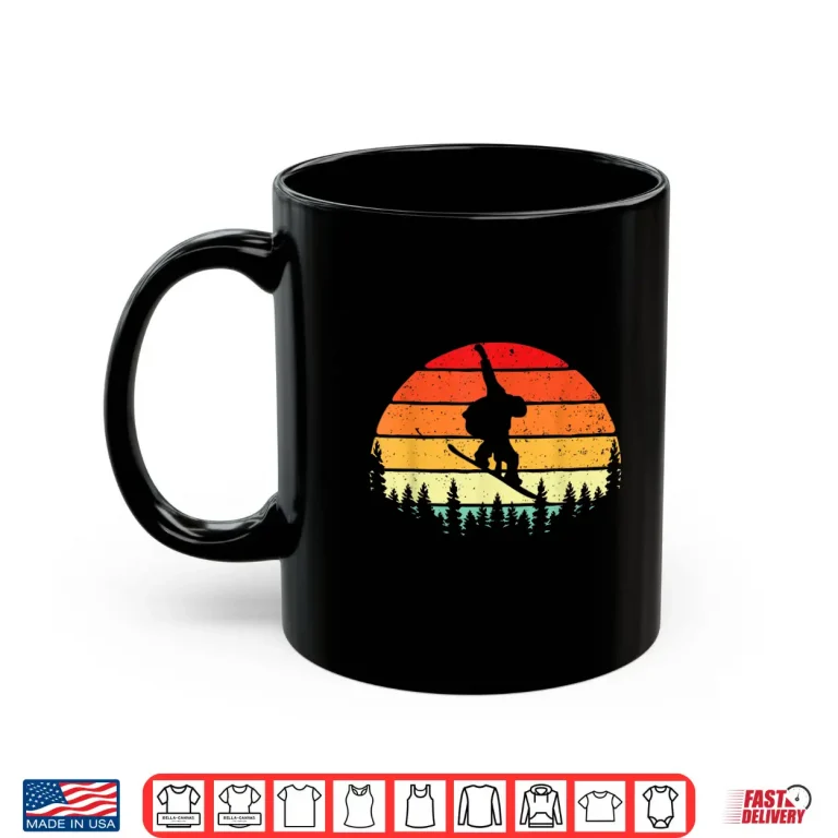 Mug Retro Sunset Snowboarder Snowboarding Wintersports Lover Shirt