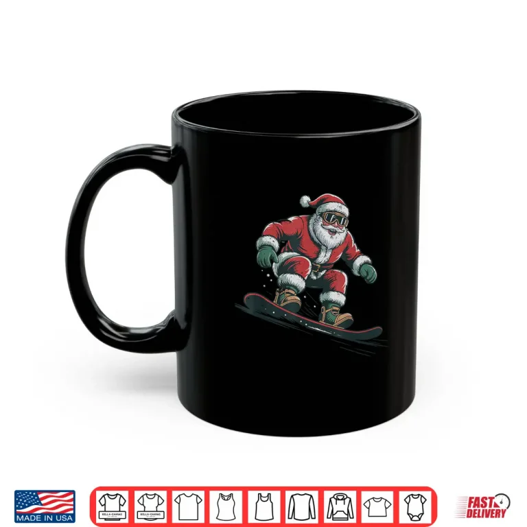 Mug Santa Snowboarding Christmas Holiday Retro Vintage 90s Shirt