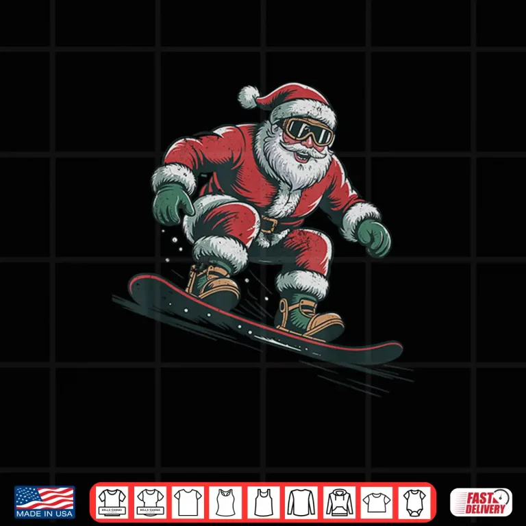 Design Santa Snowboarding Christmas Holiday Retro Vintage 90s Shirt
