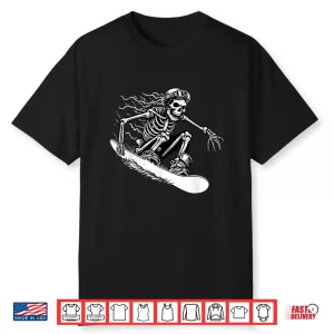 Snowboarding Forever Skeleton Drives Snowboard Shirt