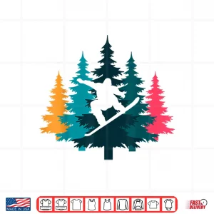 Design Vintage Pine Snowboard TShirt Snowboarding Shirt