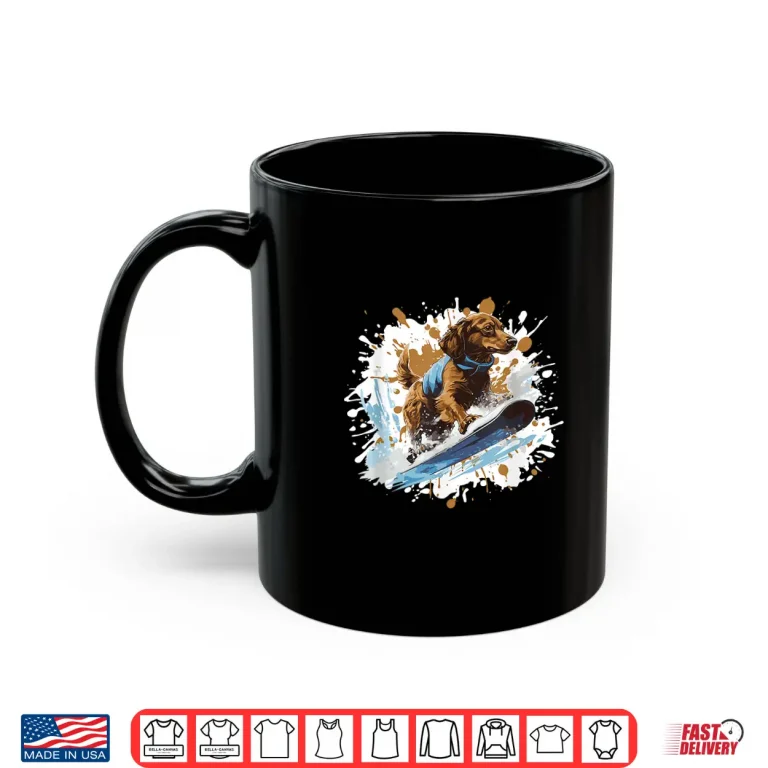 Mug Dachshund Dog Snowboarding Animal Snowboard Shirt