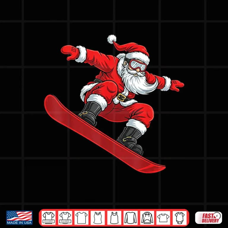 Design Santa Ride Snowboard Funny Christmas Freestyle Snowboarding Shirt