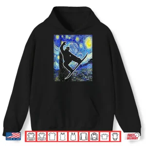 Hoodie Snowboarding Starry Night Snowboard Van Gogh Shirt