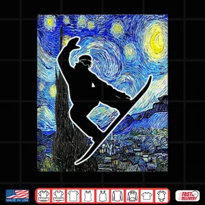 Design Snowboarding Starry Night Snowboard Van Gogh Shirt