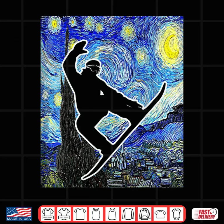 Design Snowboarding Starry Night Snowboard Van Gogh Shirt