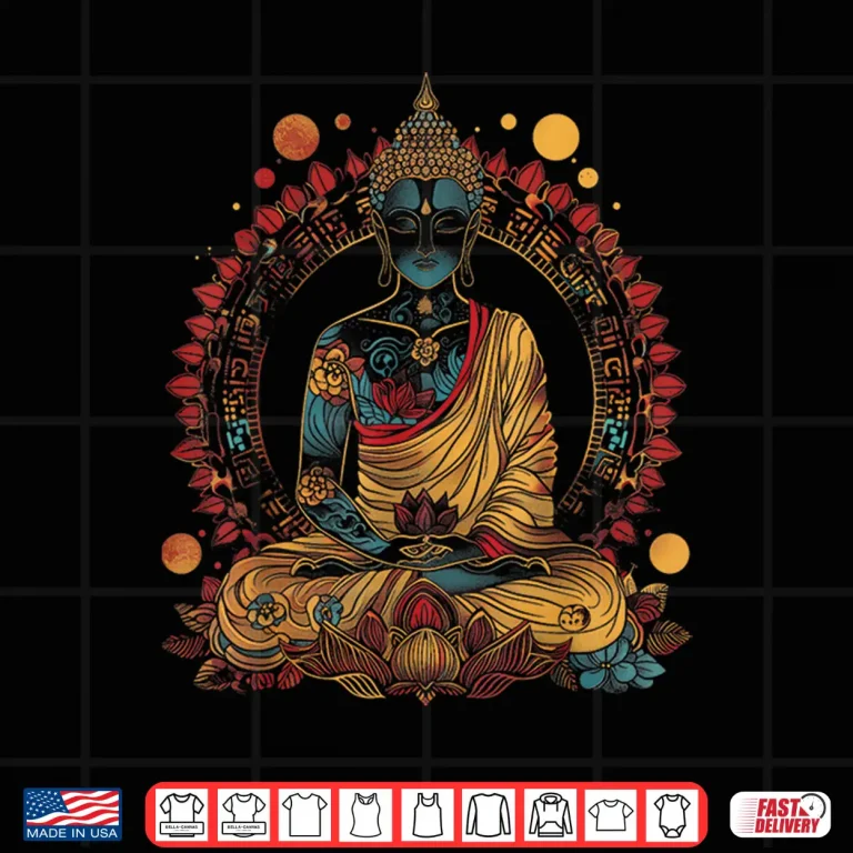 Design Buddha Vintage Flowers Zen Buddhist Buddhism Yoga Spiritual Shirt