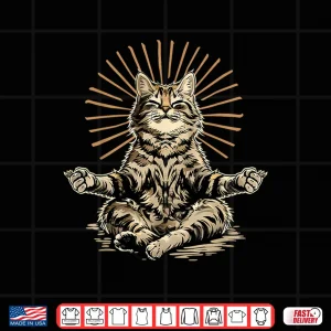 Design Cat Zen Buddha Buddhist Yoga Spiritual Hindu Meditation Shirt