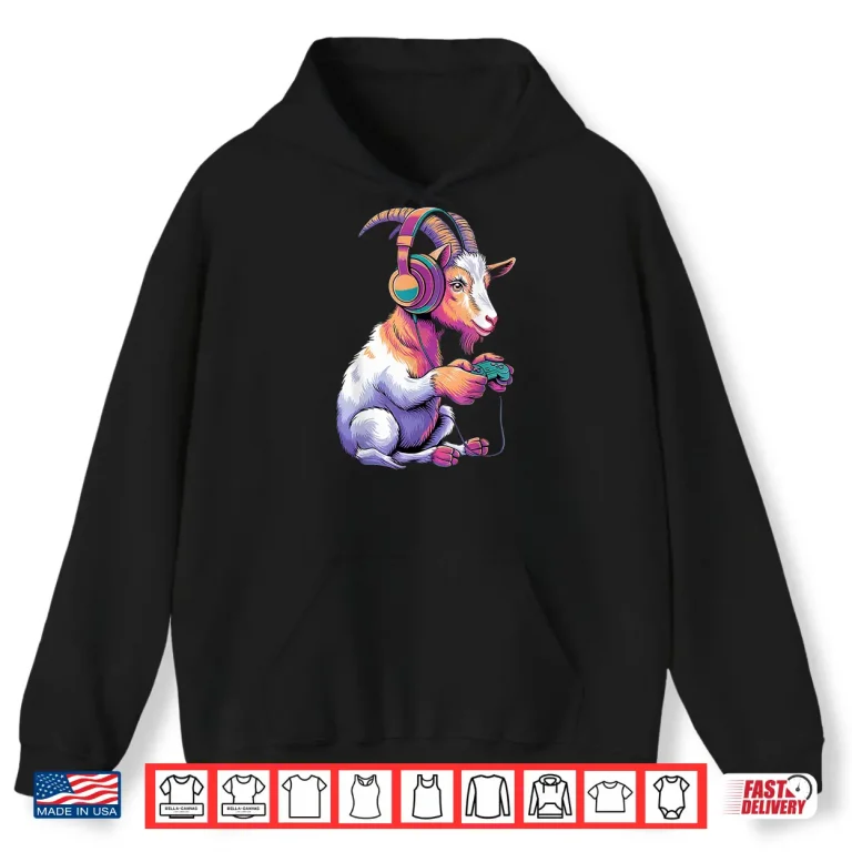 Hoodie Goat Stuffed Animal Goat Costume Kids Headphones Video Game Shirt