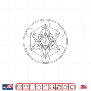 Design Metatrons Cube Sacred Geometry Yoga Spiritual Symbol 4D Shirt