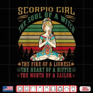 Design Scorpio Girl Tshirt for Yoga Black Women Birthday Gifts