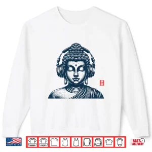 Sweatshirt Vintage Retro Buddha Wearing Headphones Shirt