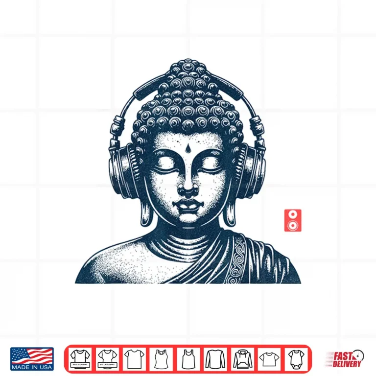 Design Vintage Retro Buddha Wearing Headphones Shirt