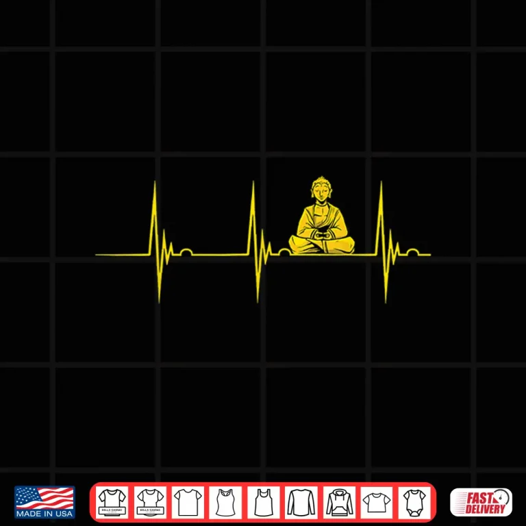 Design Buddha Statue Buddhist Heartbeat EKG Pulse Zen Yoga Buddhism Shirt