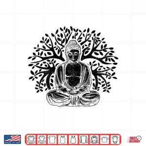 Design Buddha Tree Meditation Yoga Zen Buddhism Yogi Buddhist Shirt