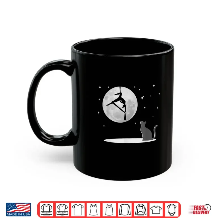 Mug Fly Aerial Yoga Hammock Silks Stars and Moon Cat Cat Lover Shirt