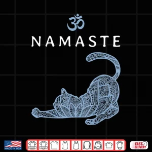 Design Cute Namaste Cat In Yoga Pose Om Symbol Men Women Gift Shirt