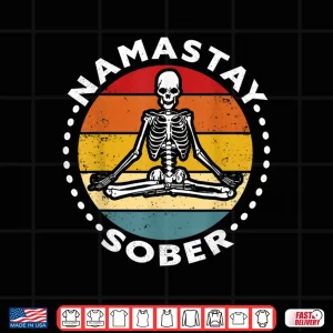 Design Funny skeleton lotus position yoga sober addiction recovery Shirt