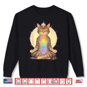 Sweatshirt Meditating Chakra Cat Yoga Spiritual Cat Lovers Mandala Shirt