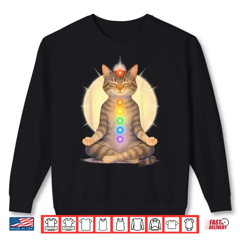 Sweatshirt Meditating Chakra Cat Yoga Spiritual Cat Lovers Mandala Shirt
