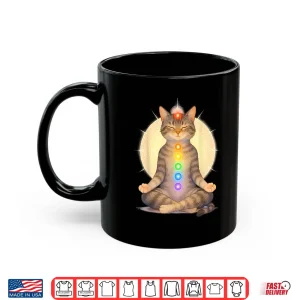 Mug Meditating Chakra Cat Yoga Spiritual Cat Lovers Mandala Shirt